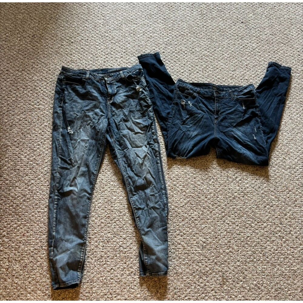 Set of 2 Size 15 High Rise Skinnt True Craft Distressed Jeans